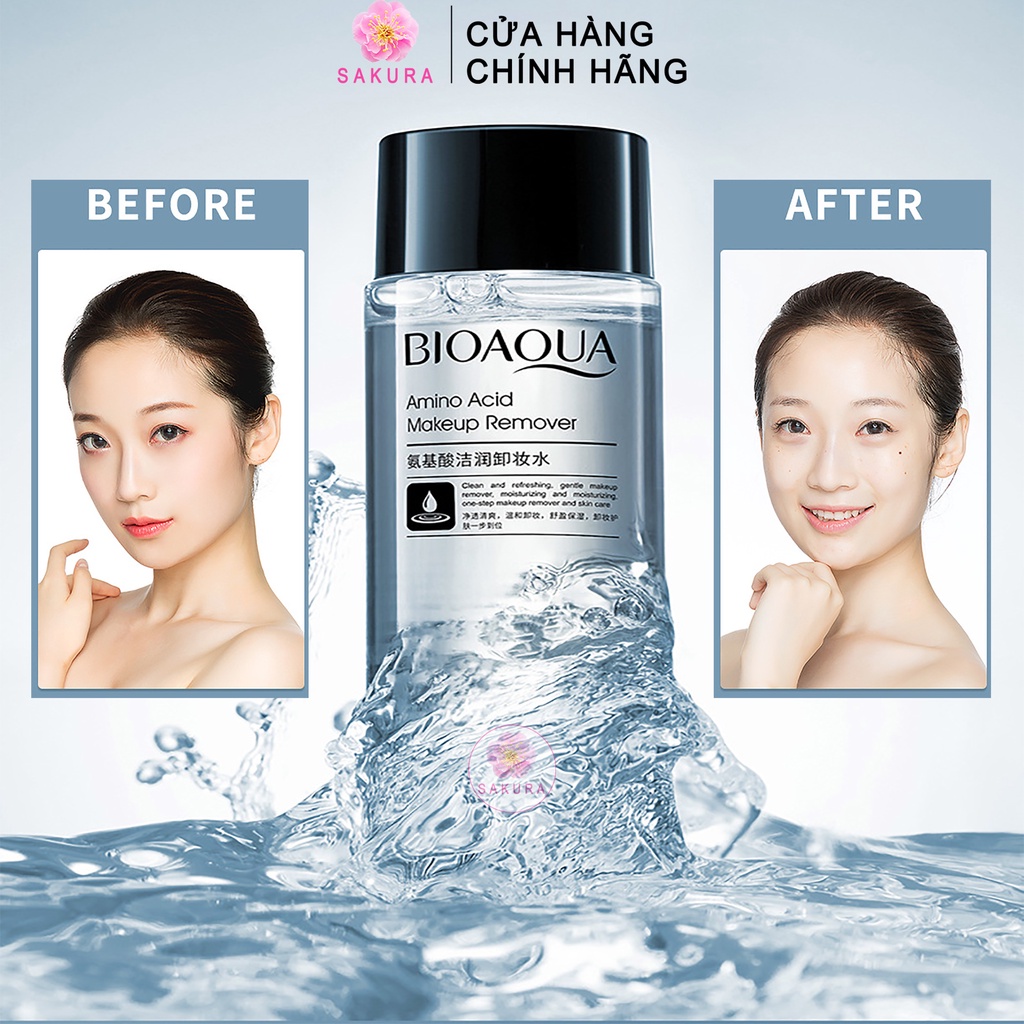 Nước tẩy trang giá rẻ BIOAQUA sạch bã nhờn tiện lợi SAKURA 50ml