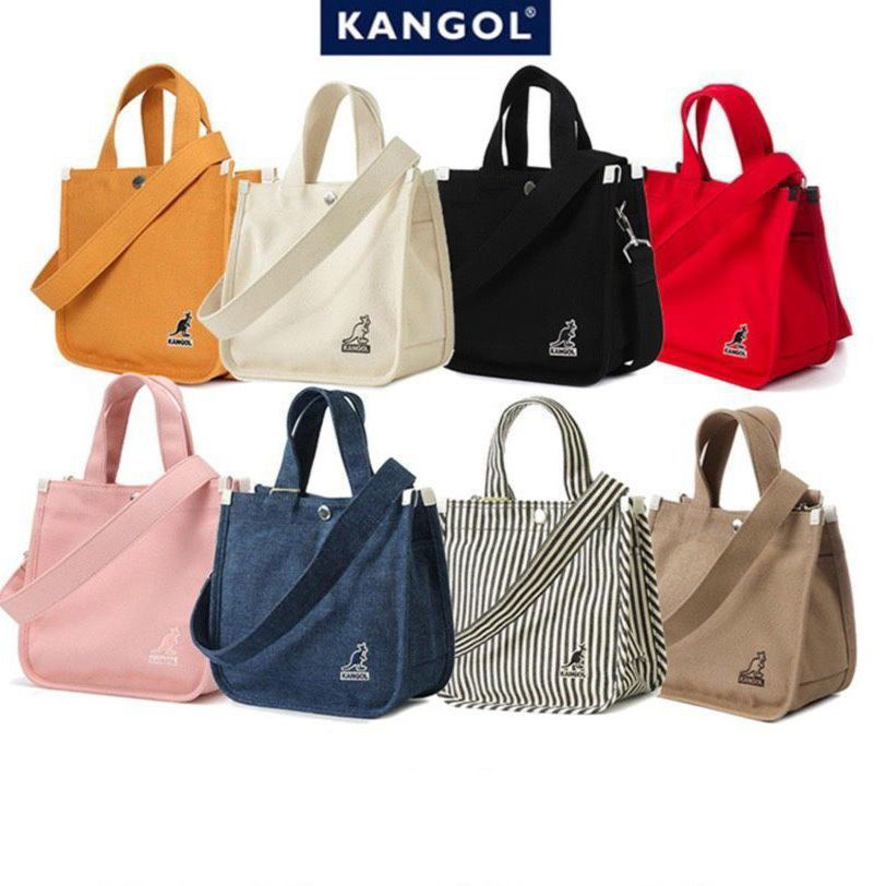 Túi xách canvas đeo vai đeo chéo kiểu túi tote nhỏ hình vuông thời trang thường ngày KANGOL