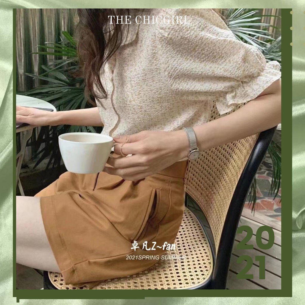 - Áo sơ mi giấy hoa nhí phong cách Hàn Quốc, áo sơ mi tay ngắn công sở họa tiết vintage cho mùa hè.
