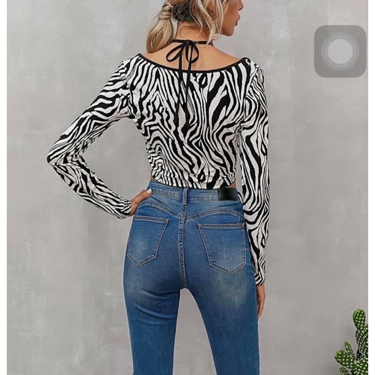 Áo Croptop Thun Sọc Ngựa Vằn