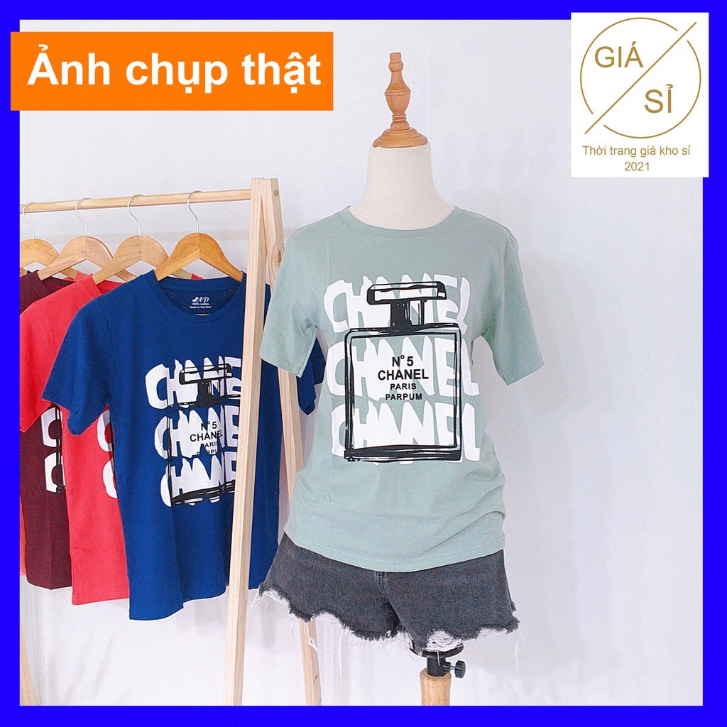 Áo thun nữ in chữ sang chảnh thun cotton kiểu dáng cơ bản dễ mặc freesize