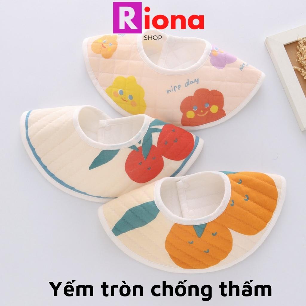 Yếm tròn cho bé, yếm ăn dặm chống thấm, quàng cổ cotton, xoay 360 cao cấp, hấm hút -rionashop