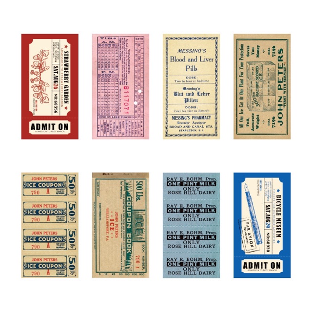 Giấy nhớ chủ đề tem, vé tháng vintage