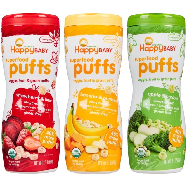 Bánh ăn dặm hữu cơ Happy Baby Organic Puffs ngôi sao