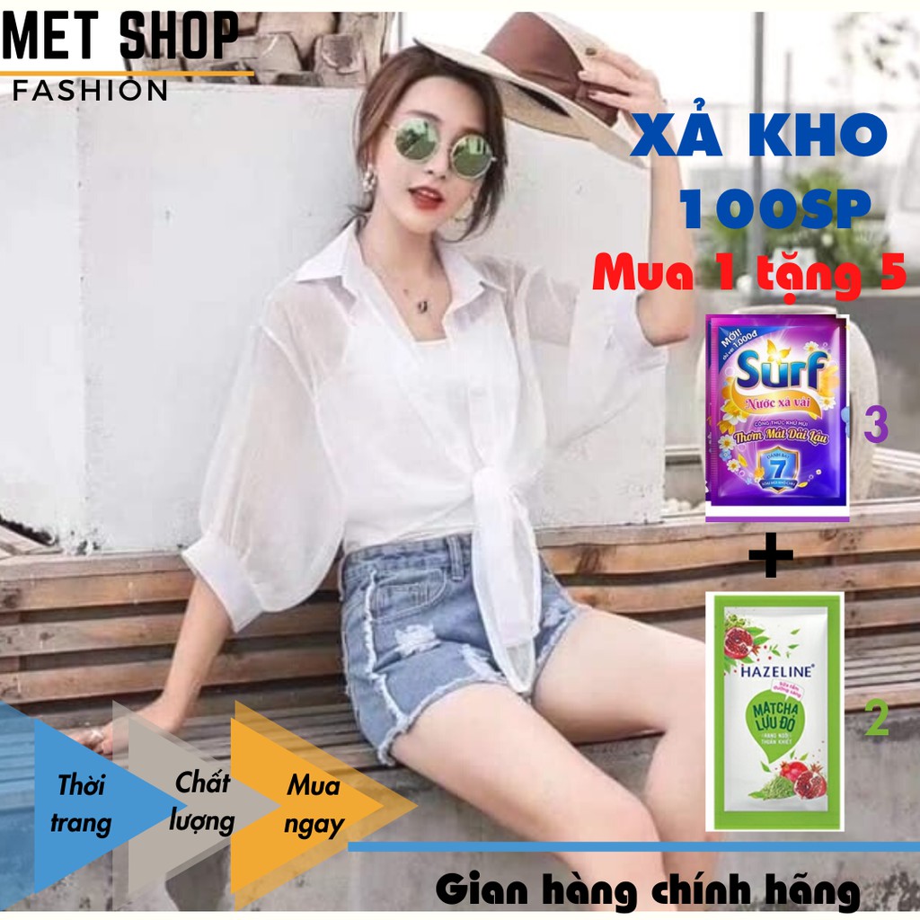 (QUÀ TẶNG SỮA TẮM) Áo sơ mi voan lụa buộc vạt kèm áo 2 dây trong, Áo kiểu nữ mềm mịn thoáng mát phong cách Ulzzang