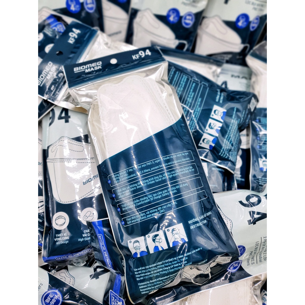 COMBO 50 - 100 cái Khẩu trang 4 lớp KF94 BIOMEQ  - Bịch 10 cái