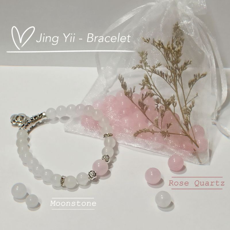 Vòng tay hạt đá - Moonstone mix Rose Quartz