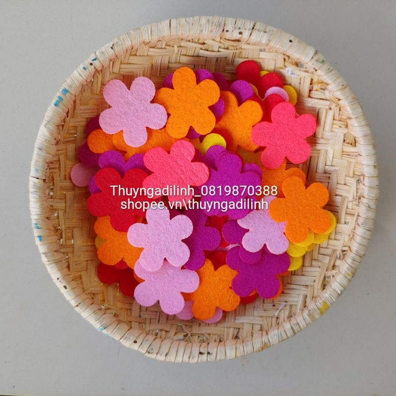 Sét 50 hoa bé ngoan 3 cm vải nỉ mầm non
