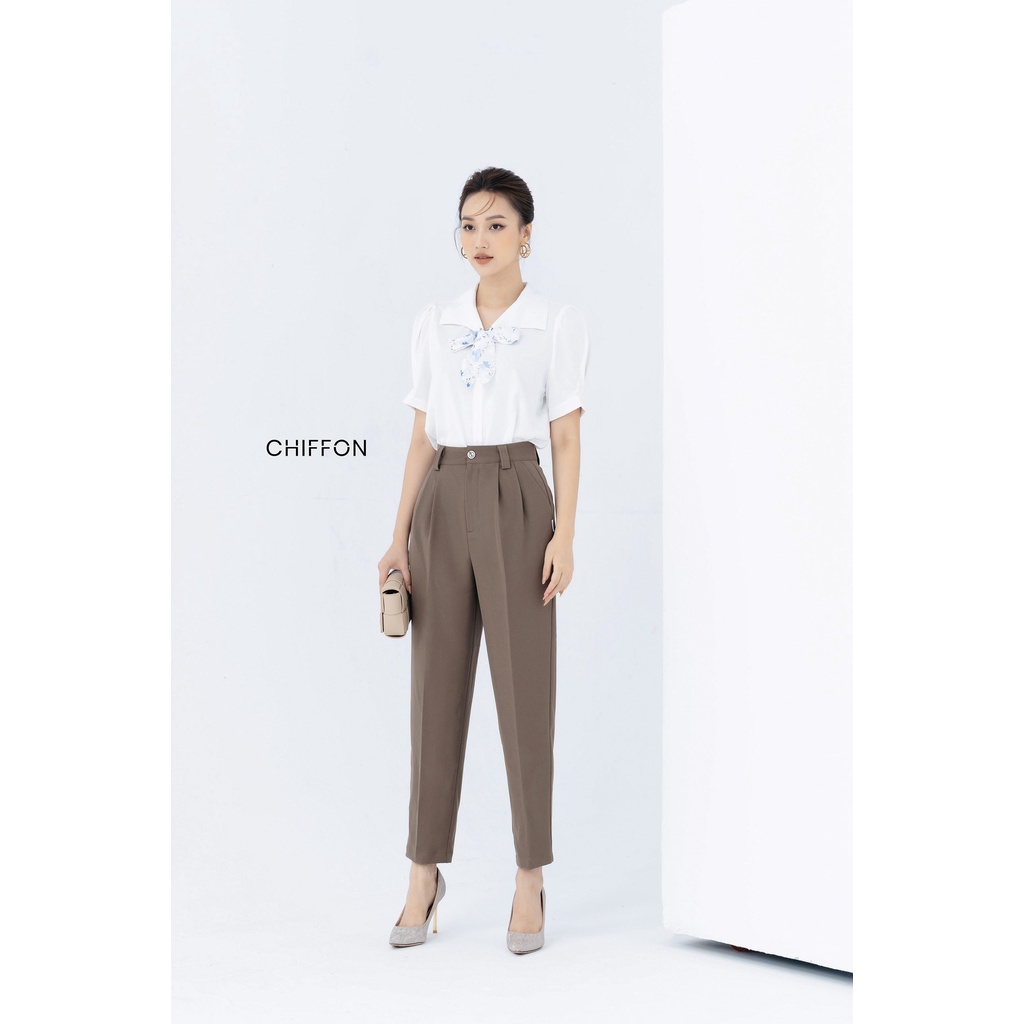 Quần baggy ống đứng 1 cúc cao cấp thiêt kế Chiffon