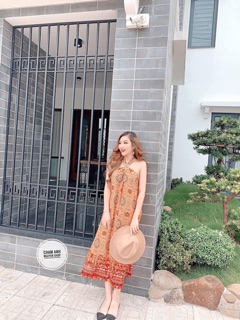 Đầm maxi voan thổ cẩm (2 màu)