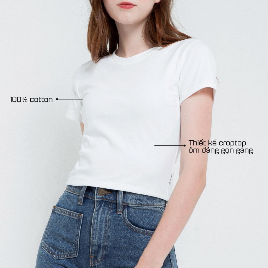 Áo thun nữ form croptop COTONFIO 8324 – tay ngắn cổ tròn