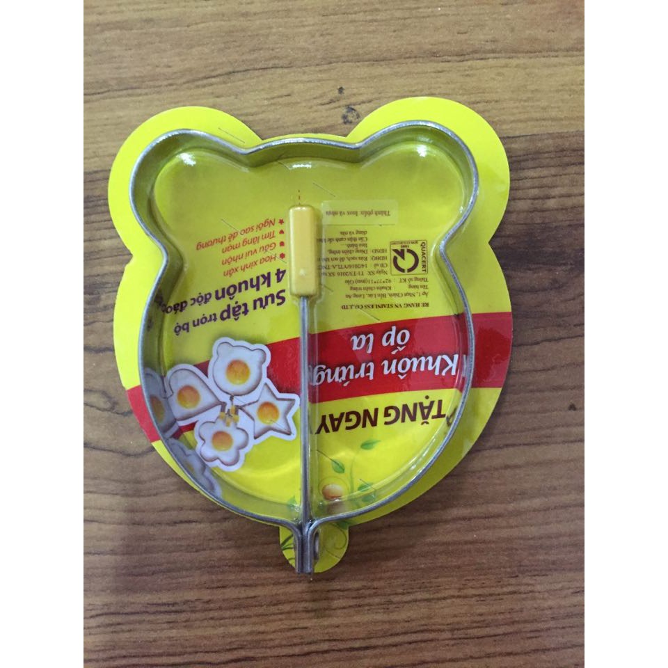 Bộ 4 khuôn chiên trứng làm bánh tạo hình hoa, sao, gấu, trái tim