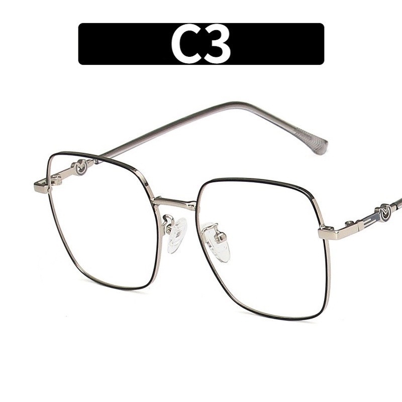 Mắt Kính Gọng Kim Loại Tròng Vuông Chống Ánh Sáng Xanh Thời Trang Hàn Quốc Cho Nữ