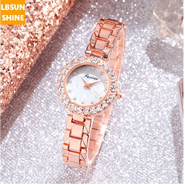 Đồng hồ nữ Jasina chính hãng mặt đá viền kim cương phủ Saphiar TẶNG KÈM LẮC TAY | BigBuy360 - bigbuy360.vn