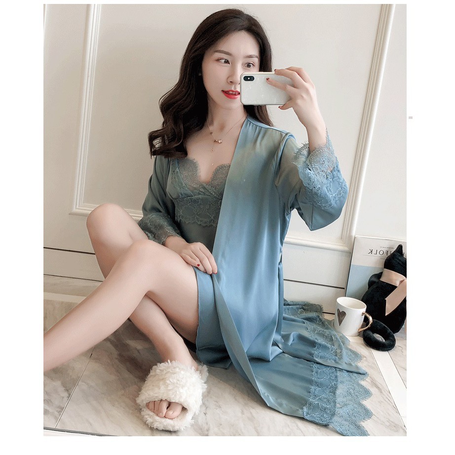 Đồ ngủ lụa cao cấp phối ren điệu đà  sang chảnh