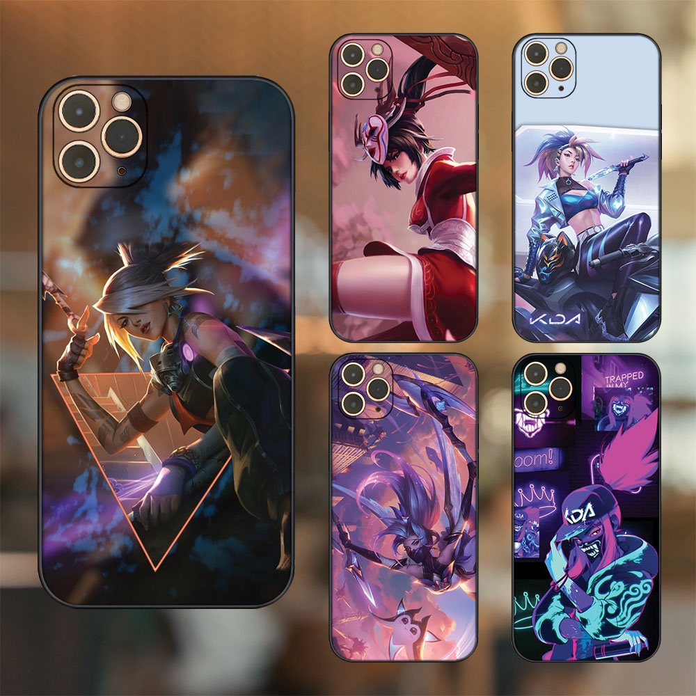 Ốp lưng iPhone 11 Pro Max dẻo đen cạnh vuông in hình Akali Liên Minh Huyền Thoại