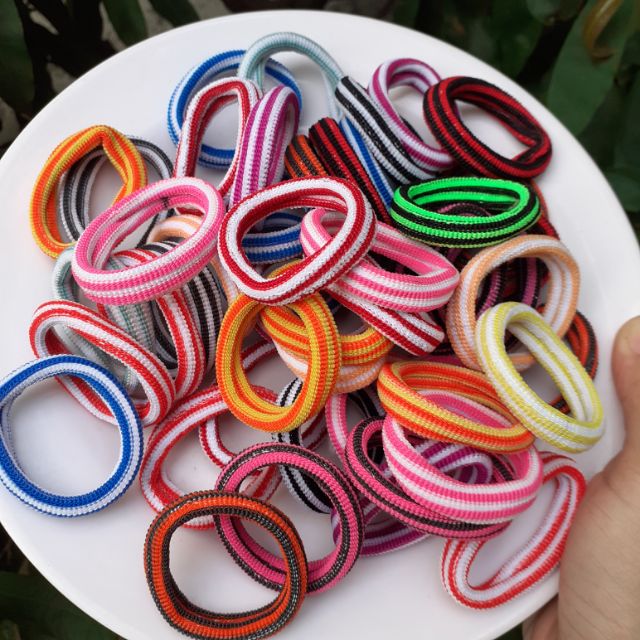 Túi 48 thun cột tóc sọc màu cở nhỏ