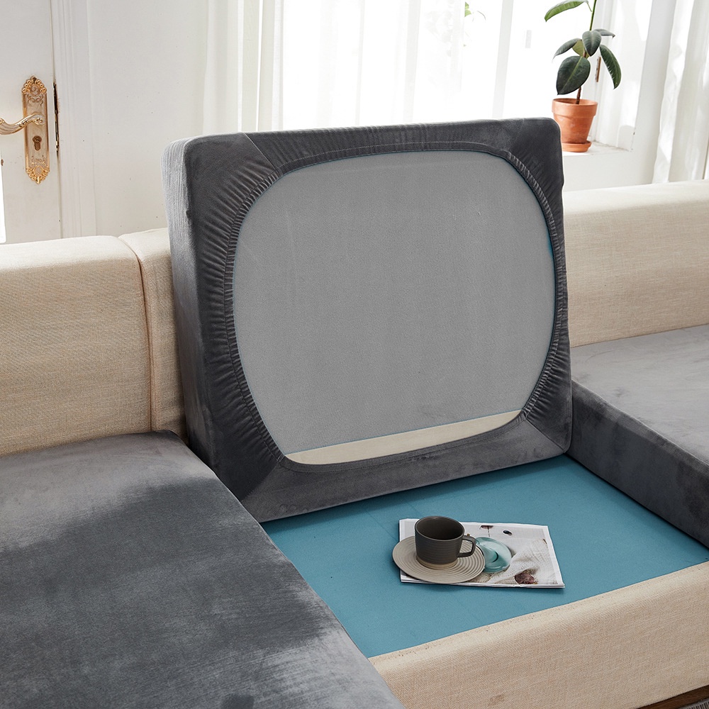 Vỏ Bọc Ghế Sofa 1 / 2 / 3 / 4 Chỗ Ngồi Bằng Lông Cừu Co Giãn Màu Trơn Trang Trí Phòng Khách