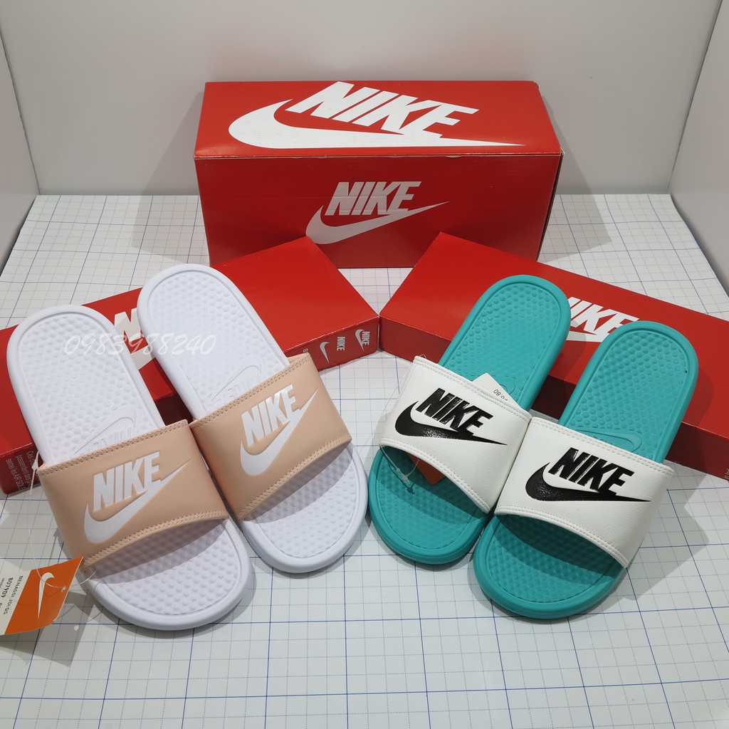 Dép Nike Nk quai ngang hai màu hot trend unisex nam nữ loại 1 cao cấp in nổi, lót dày, tem size in nhiệt, tặng kèm hộp.