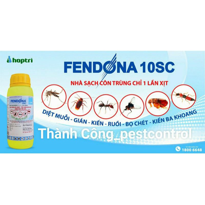 (Tặng 1 bình xịt) Combo 5 gói Thuốc Fendona10SC diệt muỗi,gián,ruồi,kiến,bọ ,mạc..côn trùng