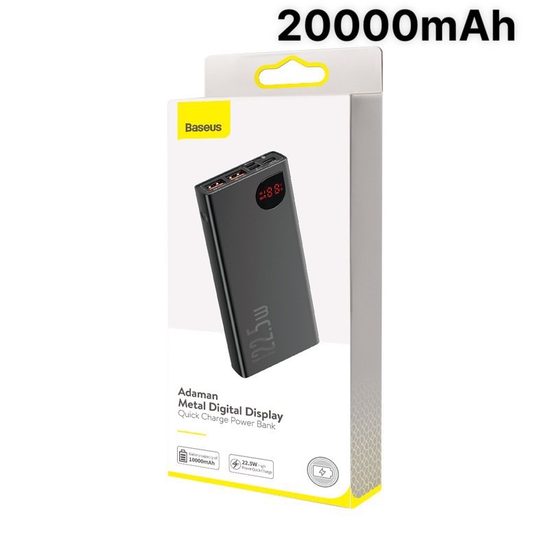 Pin sạc dự phòng Baseus Adaman Metal Digital Display,sạc nhanh 22.5W 20000MQH(QC3.0/PD3.0)cho IPHONE 12 chính hãng
