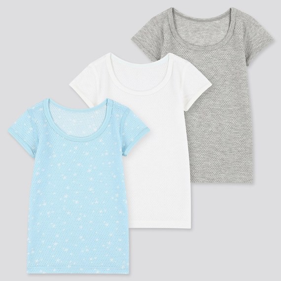 Set 3 áo cộc tay chất cotton lưới Uniqlo cho bé size 80