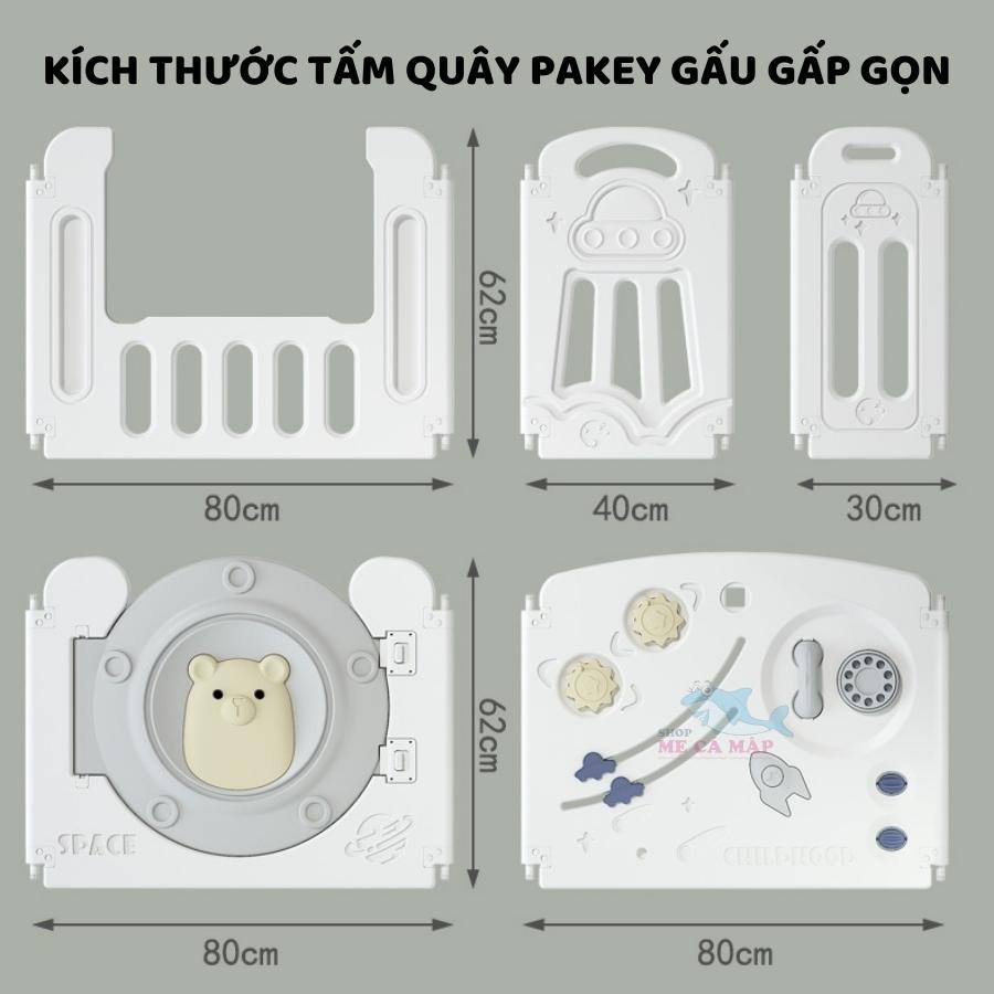 Quây cũi nhựa gấp gọn Pakey Gấu, tặng 100 BÓNG + THẢM+GIỎ mẫu mới nhất 2022 bản dày dặn nhiều kích thước