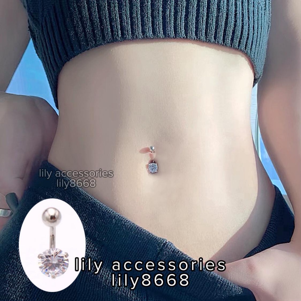 BELLY RING khuyên titan rốn đá tròn không gỉ không đen không dị ứng