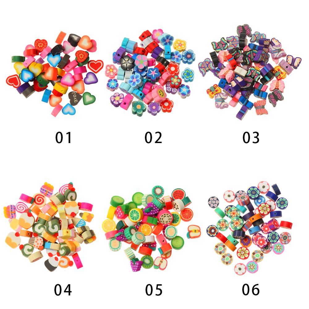 Set 50 Miếng Đất Sét Polymer 10mm Hình Trái Tim / Hoa Đào / Trái Tim