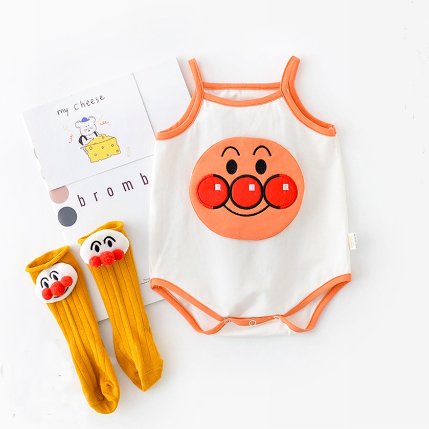 Bộ Áo Liền Quần Không Tay In Họa Tiết Hoạt Hình Thời Trang Mùa Hè Dễ Thương Cho Bé 0-18 Tháng Tuổi