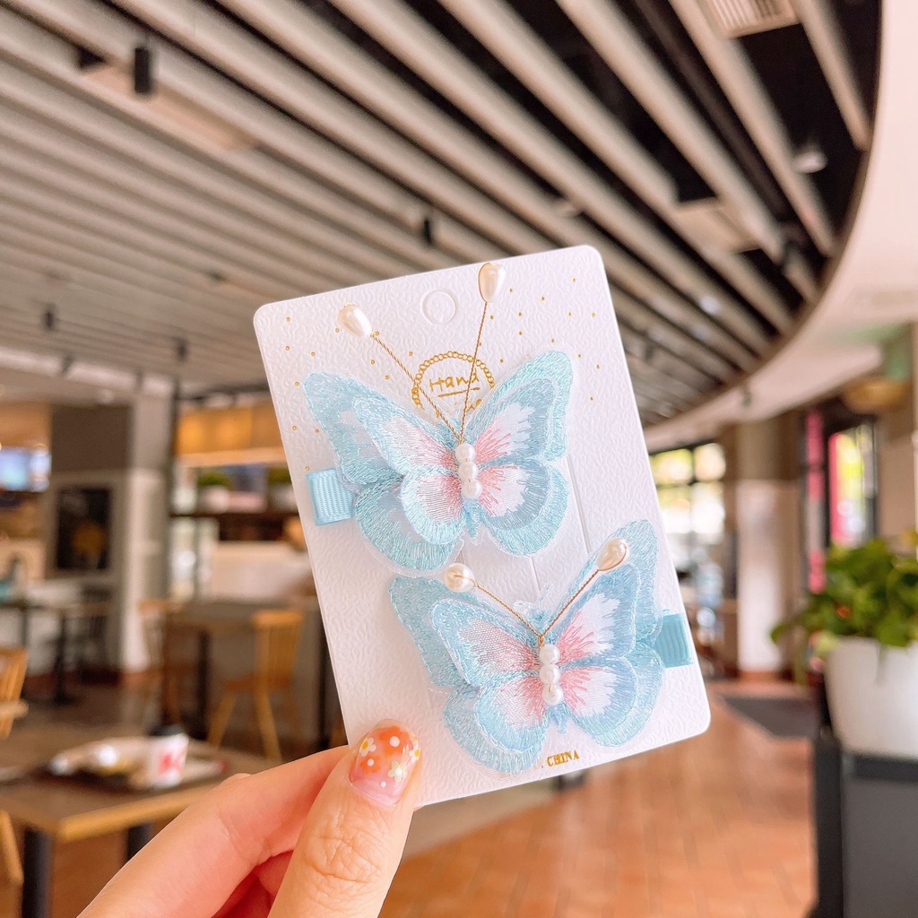 Set 2 Kẹp Tóc Hình Bướm Dễ Thương Cho Bé Gái