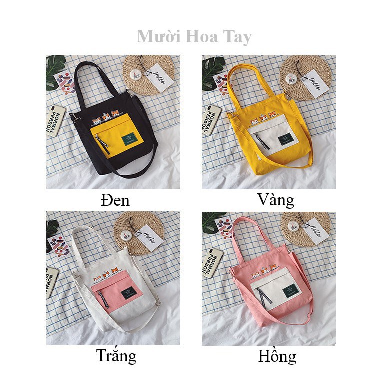 Túi tote vải Canvas 3 em mèo Robin T09