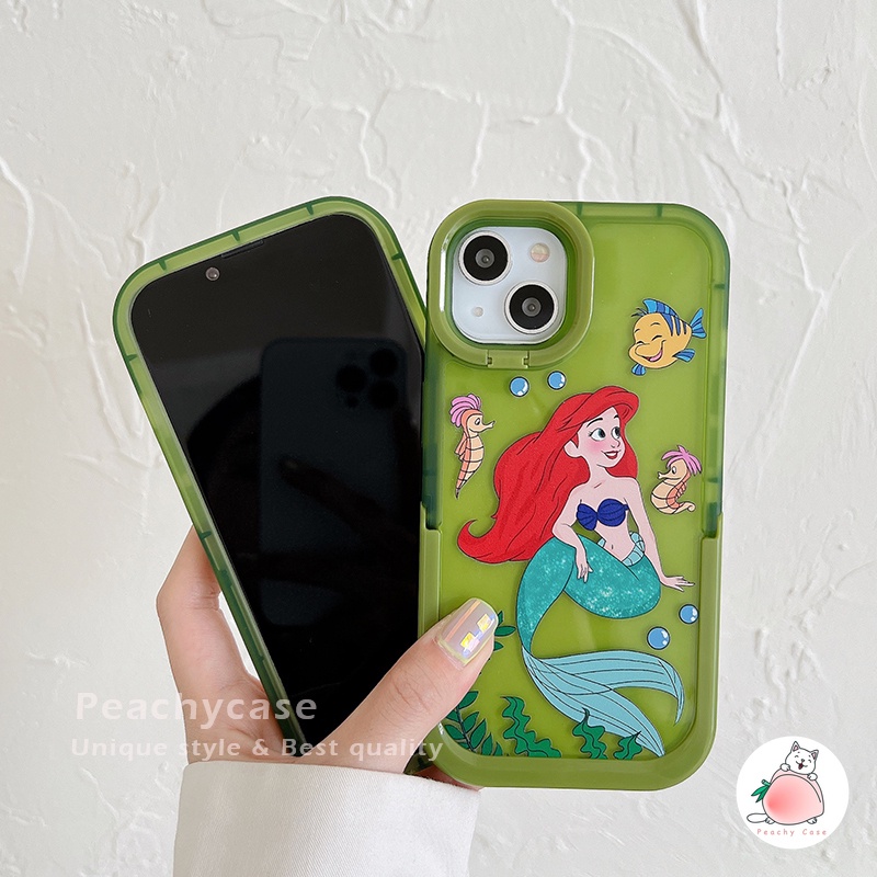 Ốp Điện Thoại TPU Dẻo Họa Tiết Nàng Tiên Cá Kèm Giá Đỡ Tàng Hình Cho iPhone 14 13 12 Pro Max 11 Xr Xs Max X