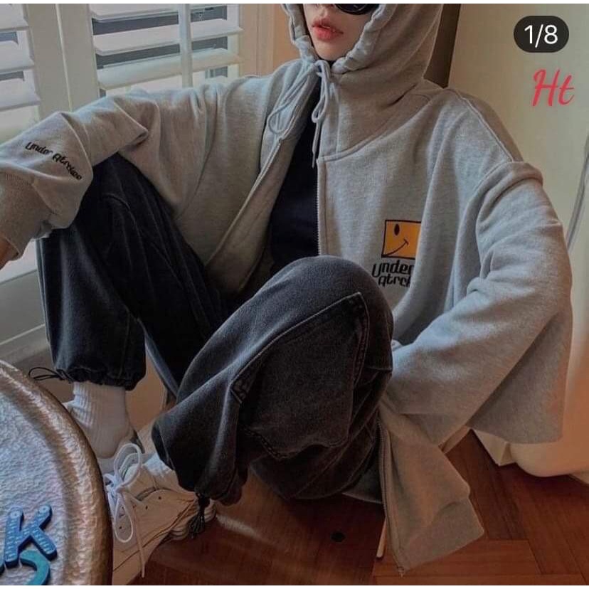 Áo Khoác Nỉ Cotton Unisex Nam Nữ Form Rộng Họa Tiết In UNDER Phong Cách Hàn Quốc Cá Tính | BigBuy360 - bigbuy360.vn