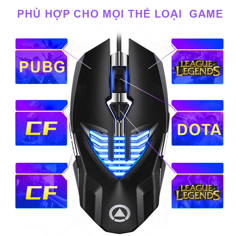 Chuột máy tính gaming chơi game SIDOTECH YINDIAO G4 Pro 800/1200/1600/3200DPI có dây cho game thủ Esport- Chính Hãng