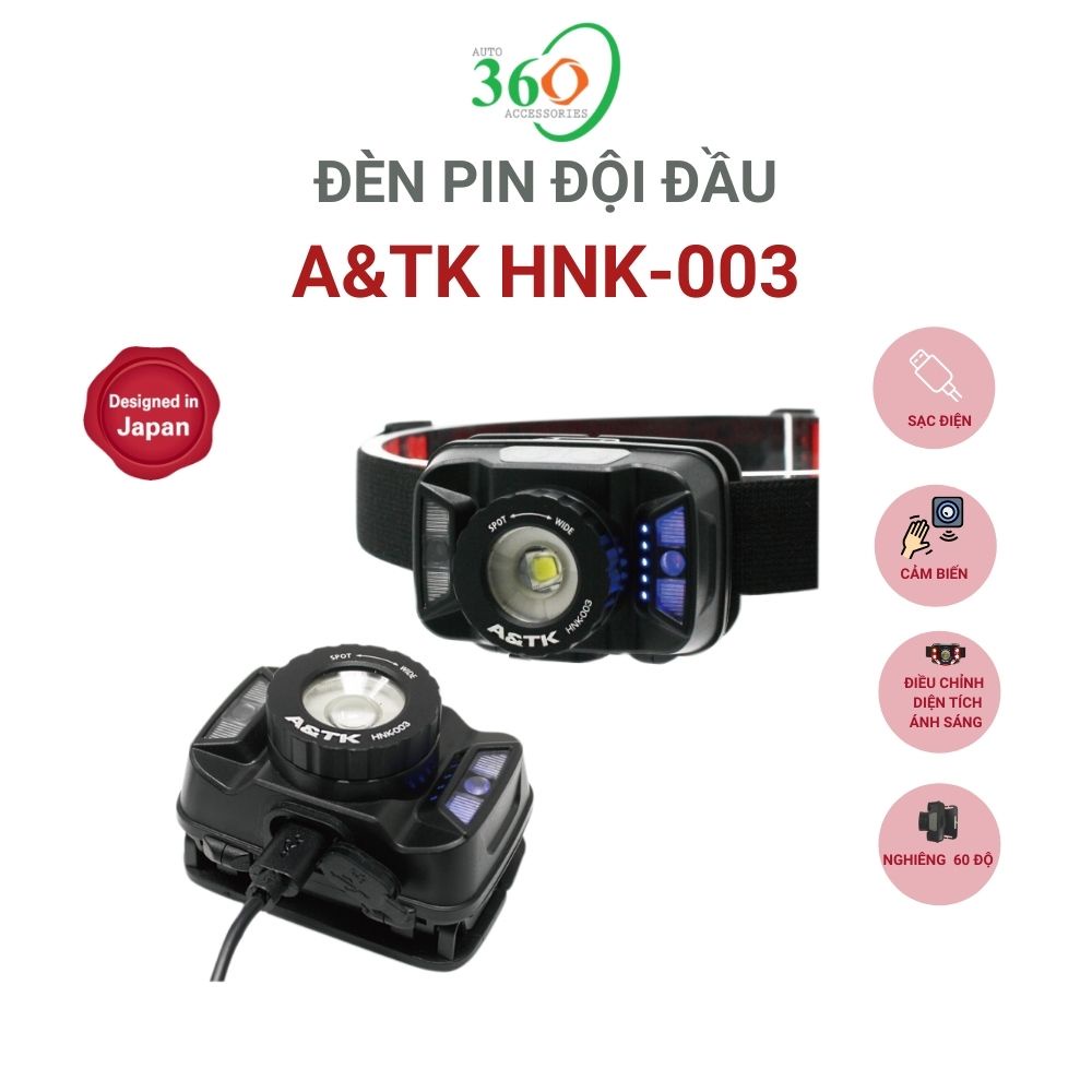 Đèn pin đội đầu A&TK HNK-003 đèn đội đầu siêu sáng chống nước cảm biến chuyển động 3.7V 1800mAh | BigBuy360 - bigbuy360.vn