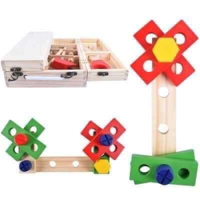 Montessori- Bộ Đồ Chơi Kỹ Thuật Vặn ốc Vít Bằng gỗ Giúp Bé Phát Triển Trí Tuệ