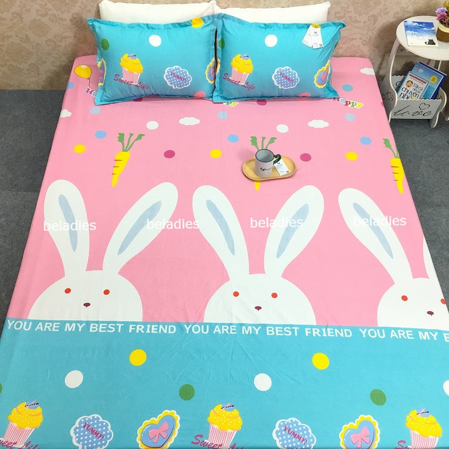 Ga trải giường m6 m8 2m poly cotton kèm vỏ gối
