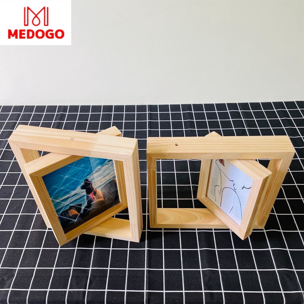 Khung ảnh để bàn MEDOGO xoay dọc phong cách Hàn Quốc nhiều kích thước, khung ảnh trang trí gỗ thông cao cấp Medogo KAX-0
