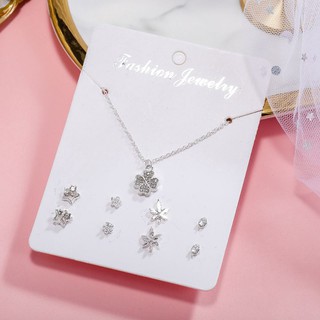 Set dây chuyền hình cọ bốn lá xinh xắn