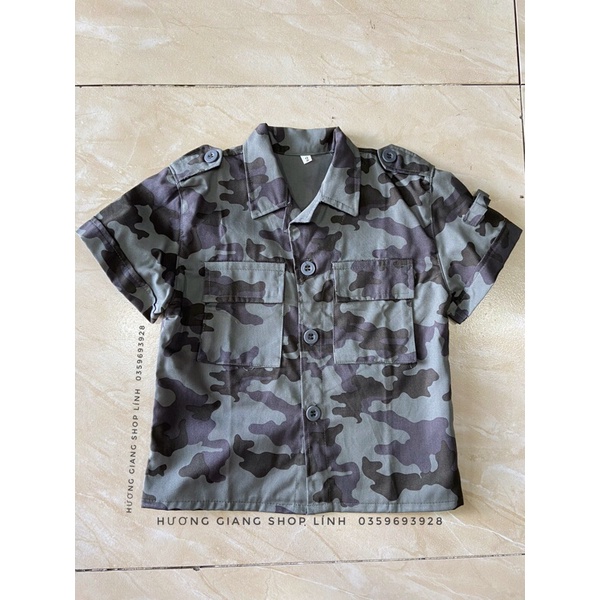 Set quần áo bé trai bé gái rằn ri thời trang lính