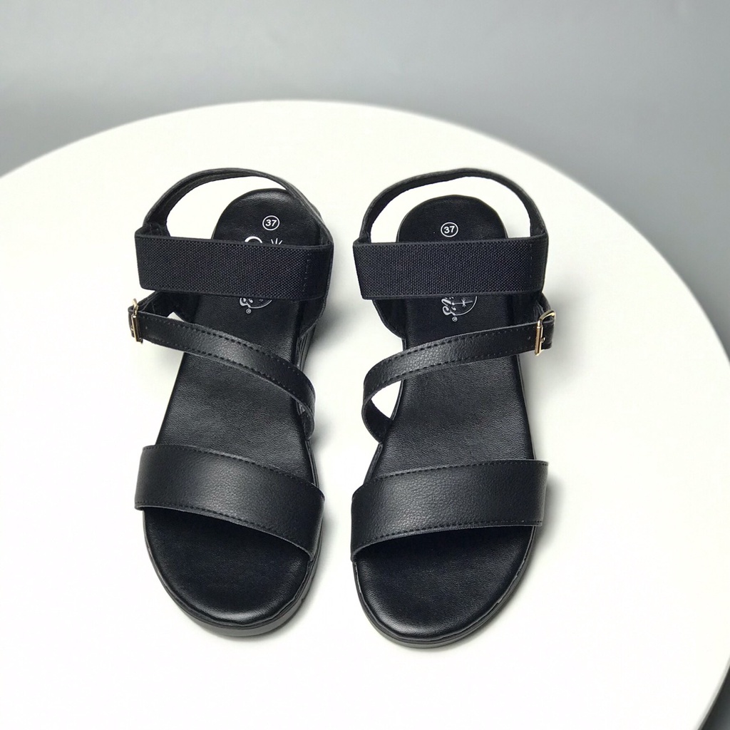 Sandal nữ ❤️FREESHIP❤️ Dép quai hậu học sinh quai đan chéo đế bằng quai chun co giãn tiện lợi DTW