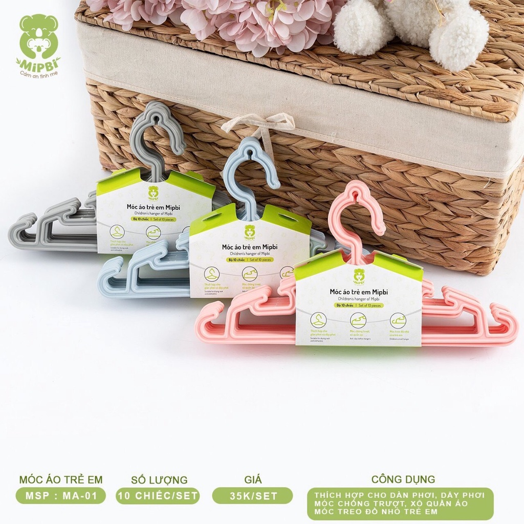 Móc treo đồ sơ sinh Mipbi (1 set 10 cái )