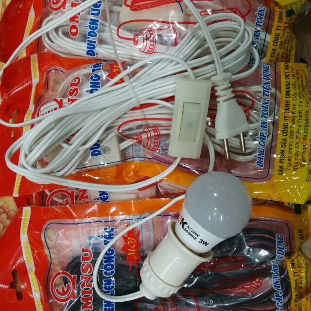 Đui đèn xoáy E27 đấu sẵn dây và công tắc Ominsu (2 màu trắng và đen) dây 4.5m-2..5m | BigBuy360 - bigbuy360.vn