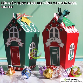 HỘP GIẤY ĐỰNG BÁNH KẸO QUÀ TẶNG HÌNH CĂN NHÀ DỊP LỄ TẾT NOEL GIÁNG SINH PHONG CÁCH HÀN HBK-0089