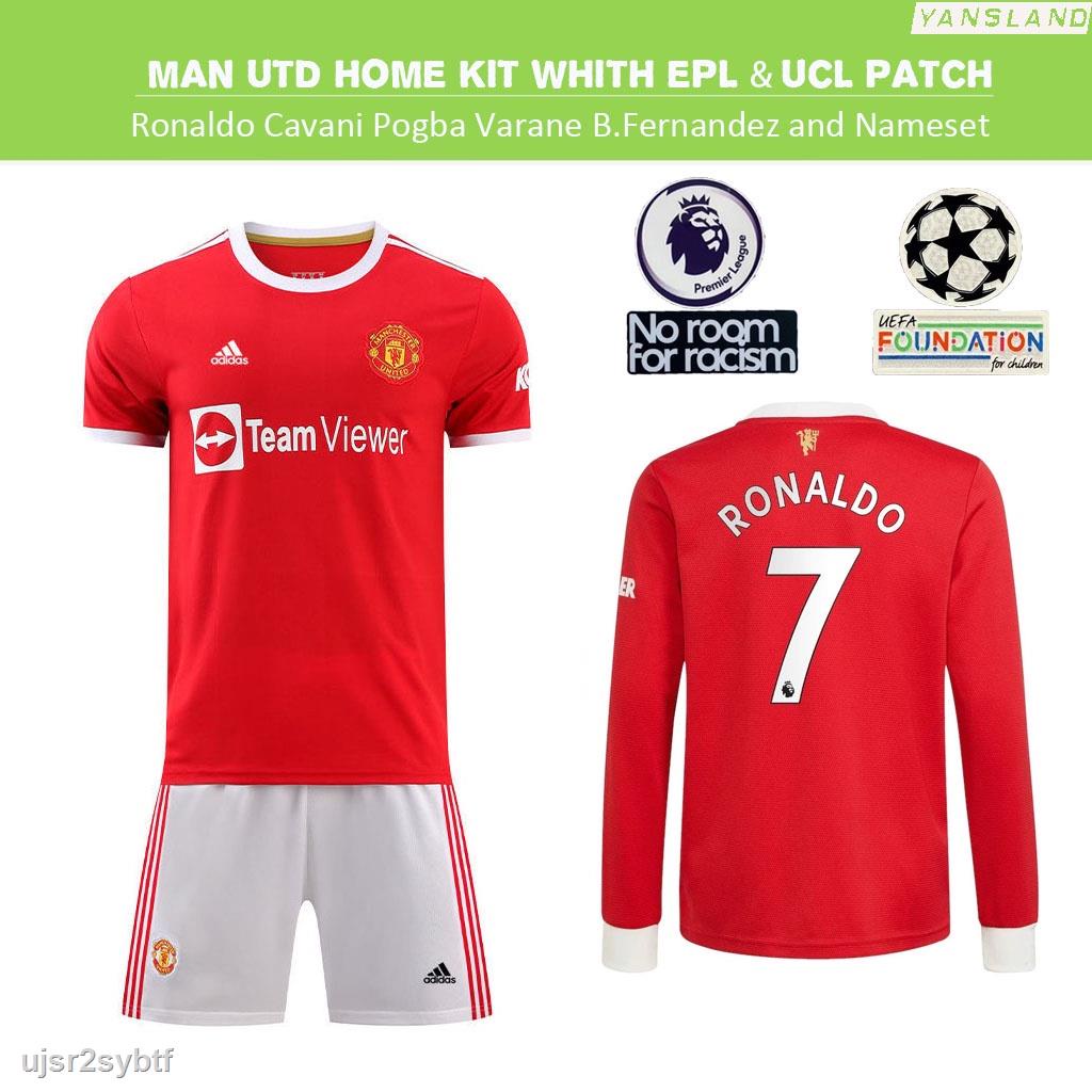 Nhập khẩu Áo thun thể thao tay dài 21-22 Season Manchester United Manchester United EPL & UCL cho C.Ronaldo CR7 Pogba