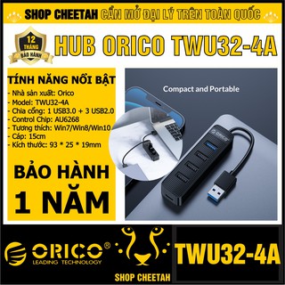 Bộ chia 4 cổng USB – Hub Orico TWU32-4A – Chính Hãng – Bảo hành 12 tháng