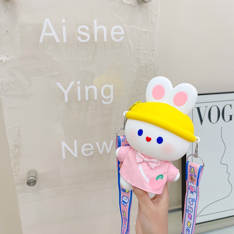 Túi Đeo Chéo Vai Hình Thỏ Bằng Silicon Dễ Thương Dành Cho Bé Gái