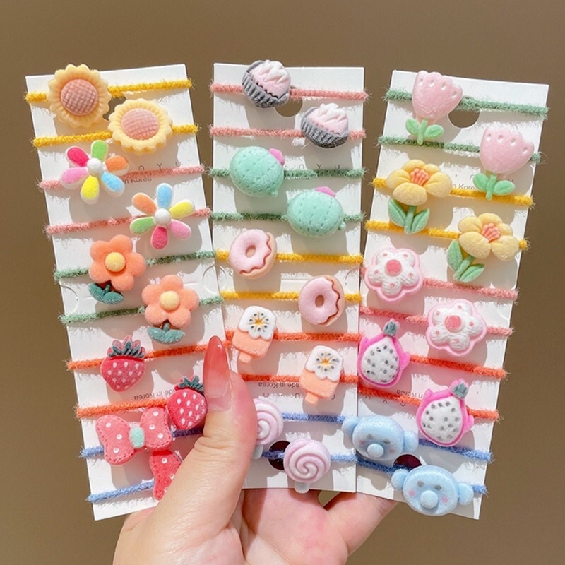 Bộ 10 Dây Buộc Tóc Phong Cách Hàn Quốc Dễ Thương Nhiều Màu Sắc Kiểu Dáng Dành Cho Bé Gái