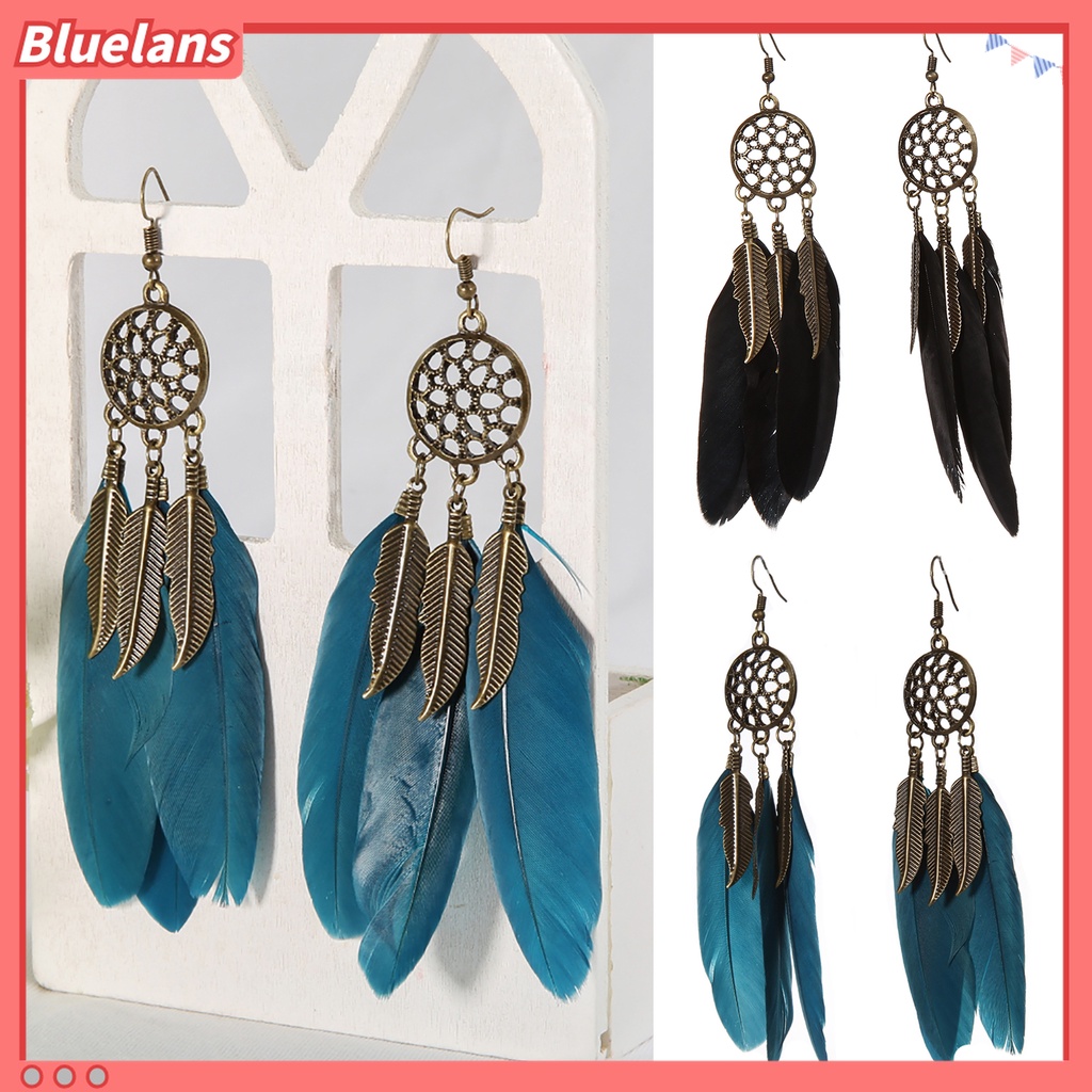 Cặp khuyên tai thiết kế lông vũ phong cách Bohemian cổ điển dành cho nữ